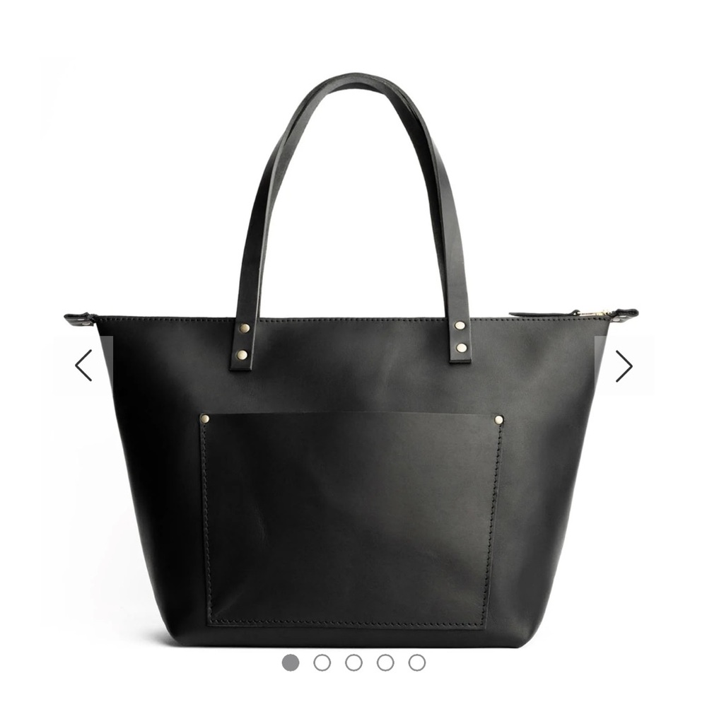 Portland Leather Black Oversized Zippered Tote Bag NEW